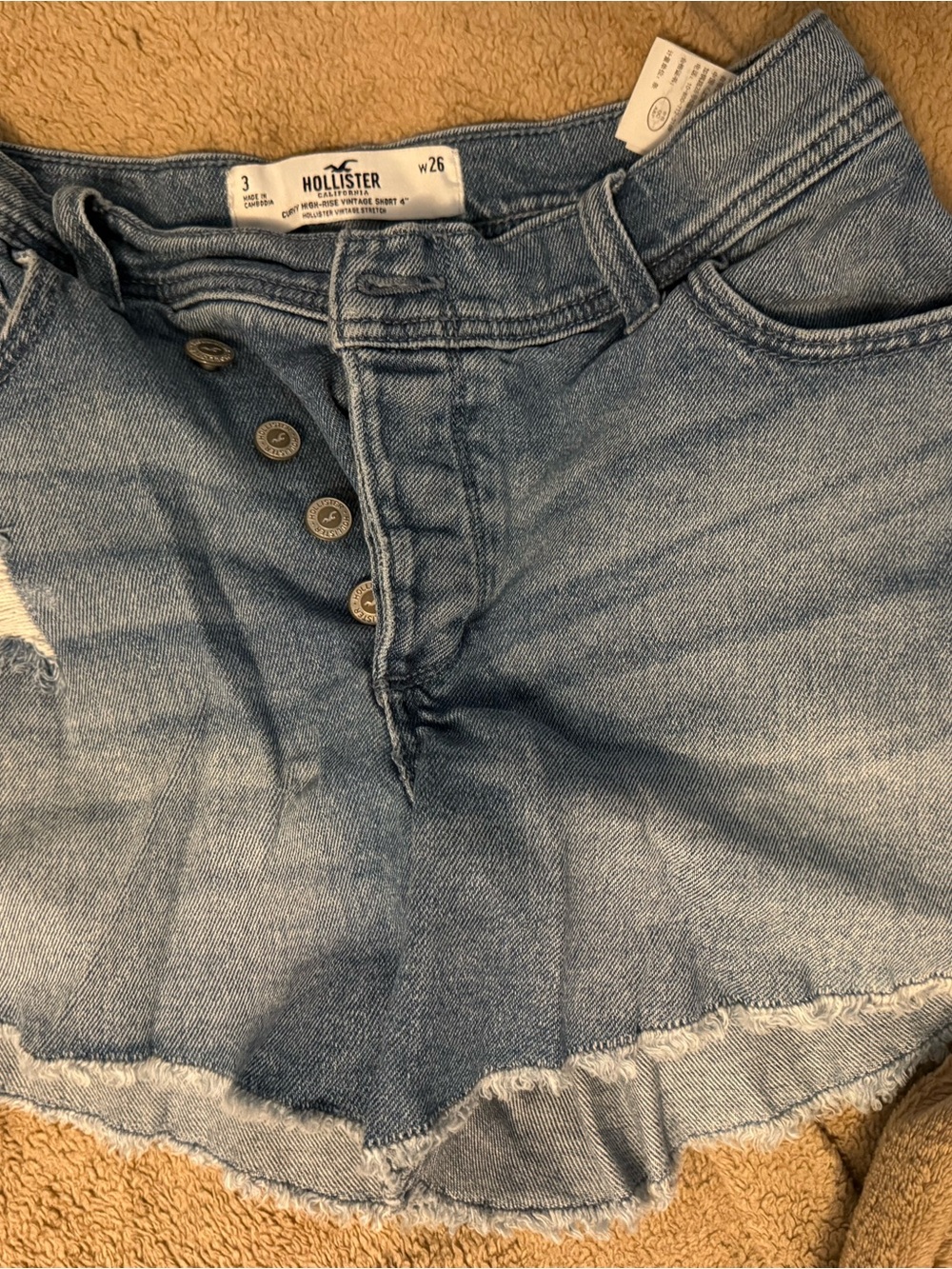 Hollister Faded Blue High-Rise Button-Fly Denim Shorts